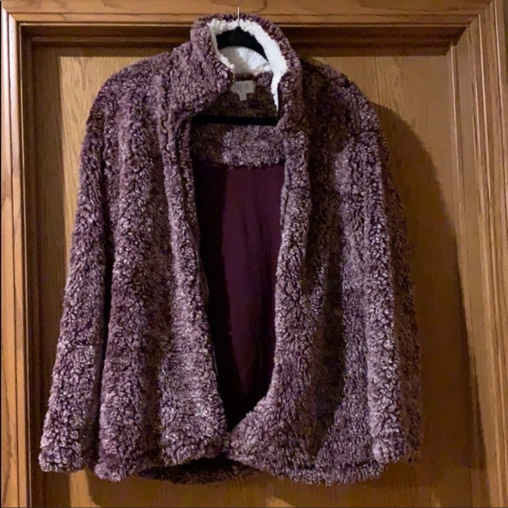 Peach Love California Full Zip Sherpa Jacket NWT